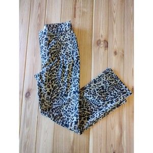 J.Crew Leopard Pants Size 25  XS 0 Denim Crop Jeans Yellow Brown Pattern